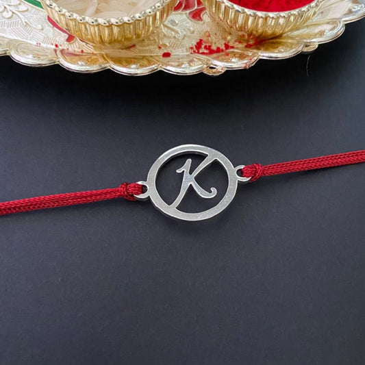 Round Initial Rakhi in 925 Sterling Silver