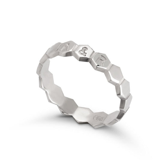 Personalized Honeycomb Ring in 925 Sterling Silver