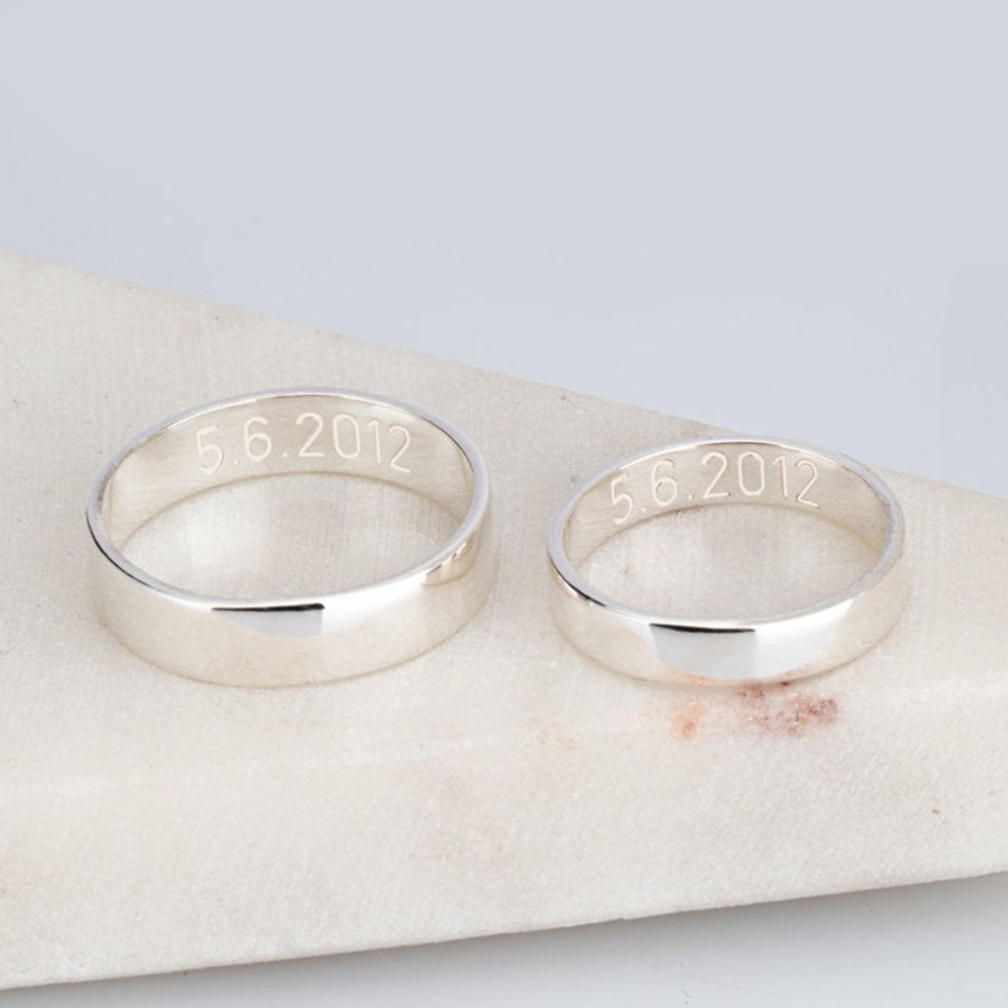 Engraved Rings Set For Couples in 925 Sterling Silver