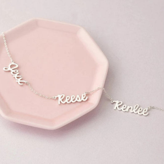Trio Name Necklace in 92.5 Sterling Silver