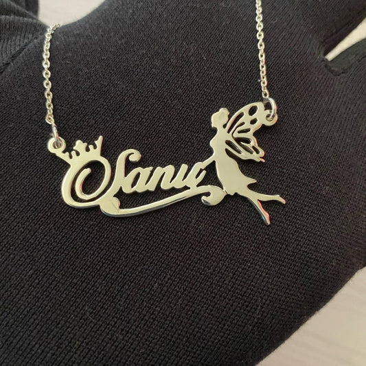 Personalised Angel Name Necklace in 925 sterling silver.