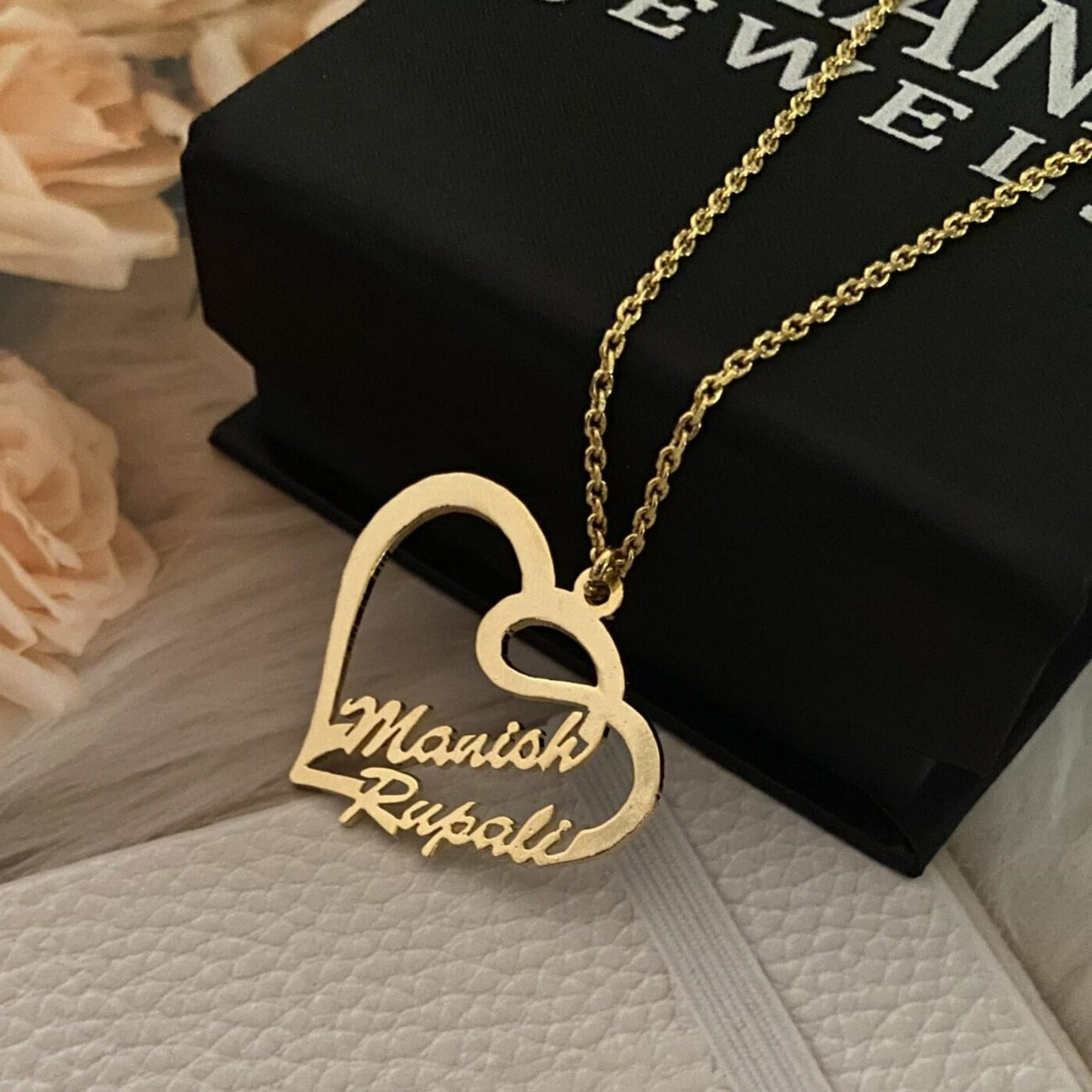 Overlapping Heart Two Name Necklace 3