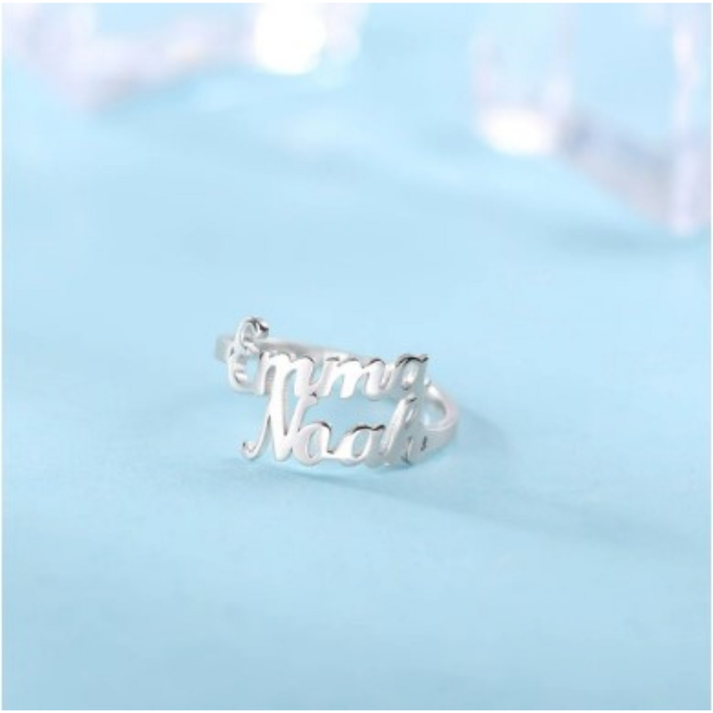 Personalised Couple Name Ring in 92.5 Sterling Silver