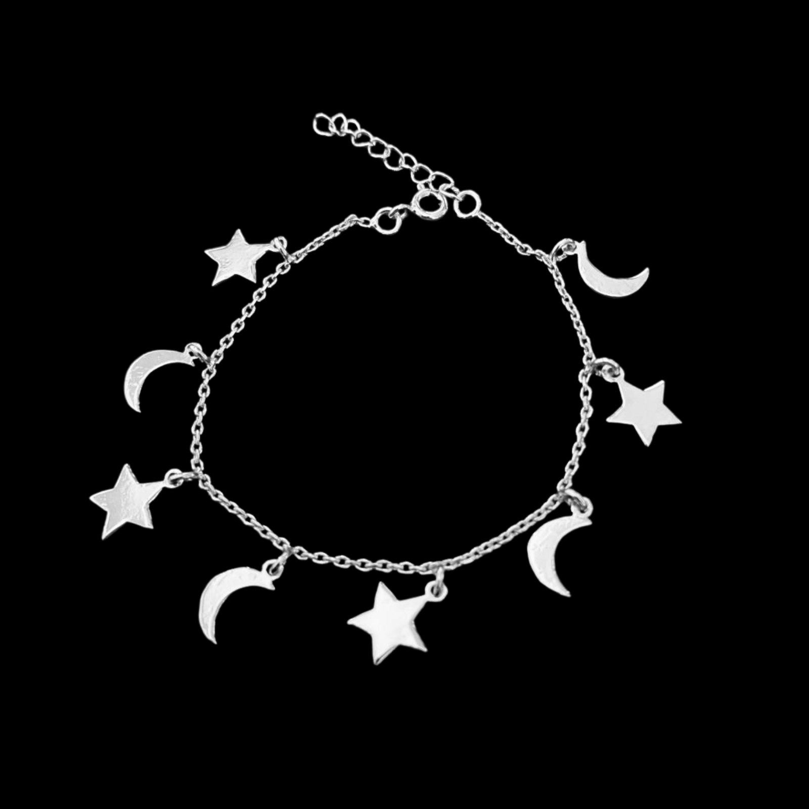 White Moonstone half moon bracelet silver chain for women – Kiri Kiri