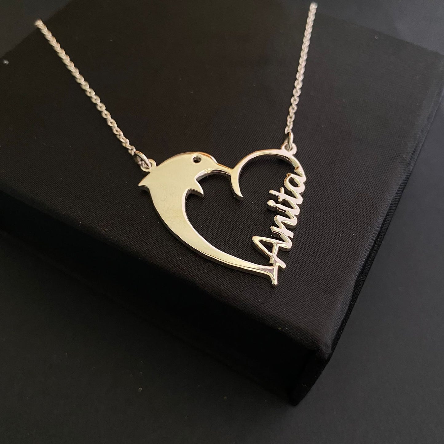 Personalised Dolphin Name Necklace in 92.5 Sterling Silver