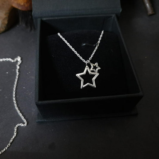Big and Small Star Necklace in 92.5 sterling silver