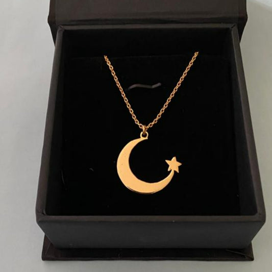 Moon and Star necklace in 92.5 Sterling Silver